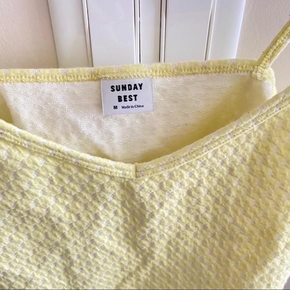 SUNDAY BEST Yellow Spaghetti Strap Crop Tank Top - Picture 3 of 7